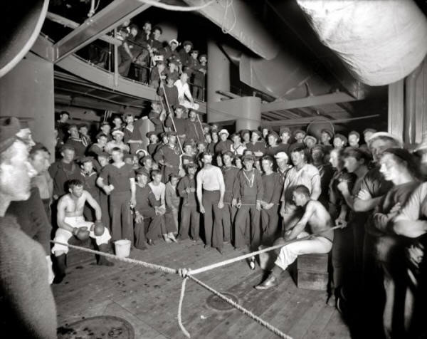 A boxing match on board the USS Oregon in 1897