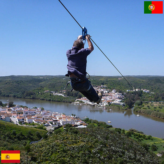 Zipline that connects Spain and Portugal