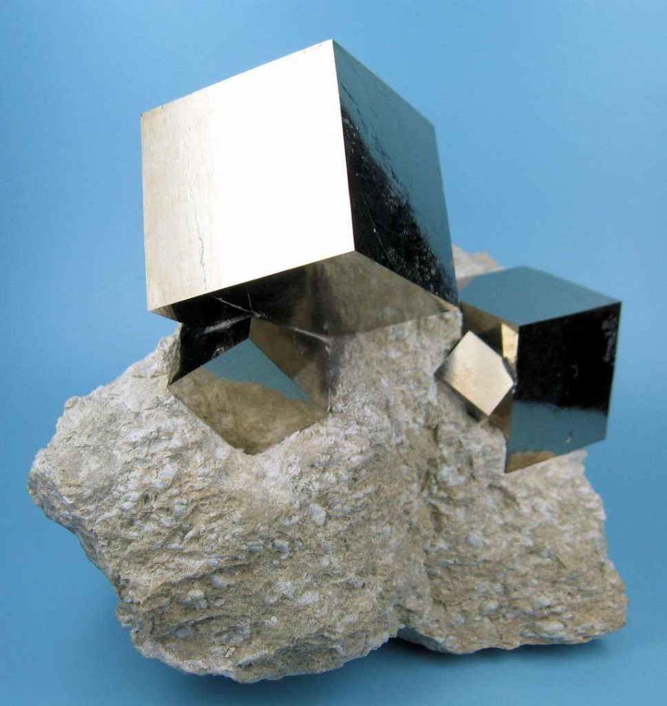 Perfectly formed cubes of pyrite