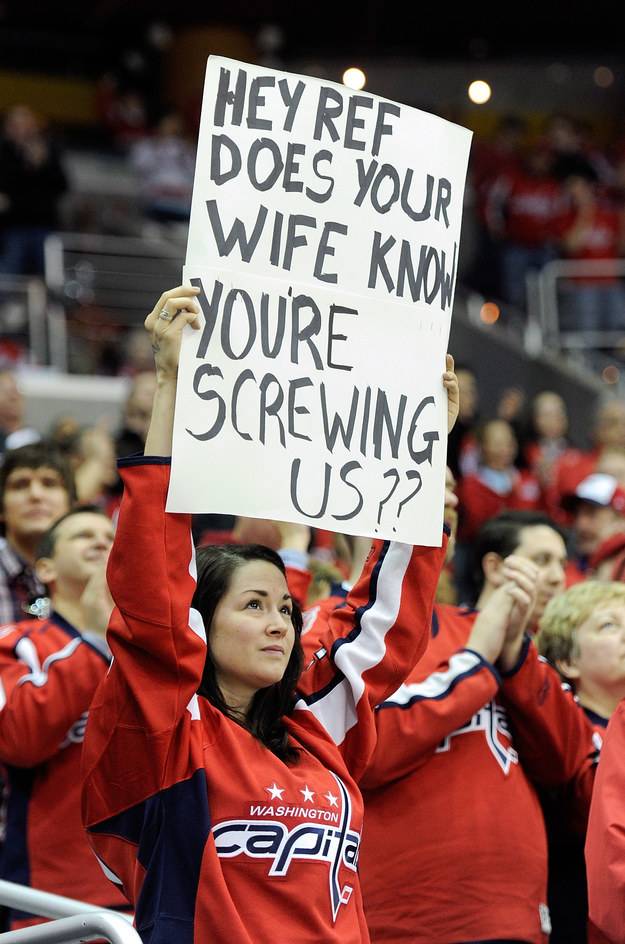 signs for basketball games - Hey Ref Does Your Wife Know Youre Screwing Us?? Washington