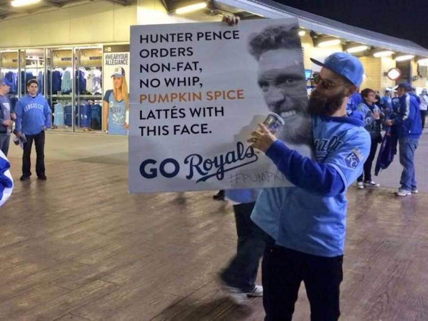 kansas city royals - Hunter Pence Orders NonFat, No Whip, Pumpkin Spice Latts With This Face. Go Royals Purpis