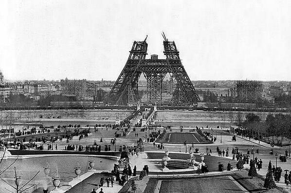 A picture taken in 1880s during the construction of the Eiffel Tower