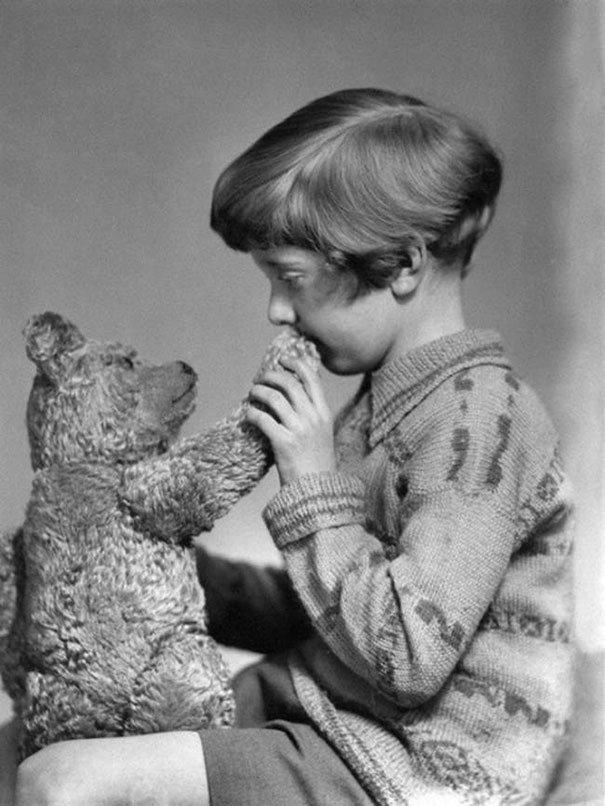 The original Winnie The Pooh with Christopher Robin in 1927