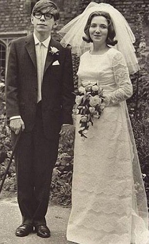 A young Stephen Hawking poses with his wife