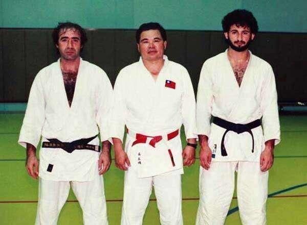 Osama Bin Laden photographed while practicing judo with his classmates
