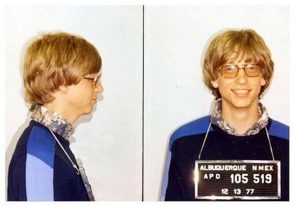 A mug shot of Bill Gates taken in 1977