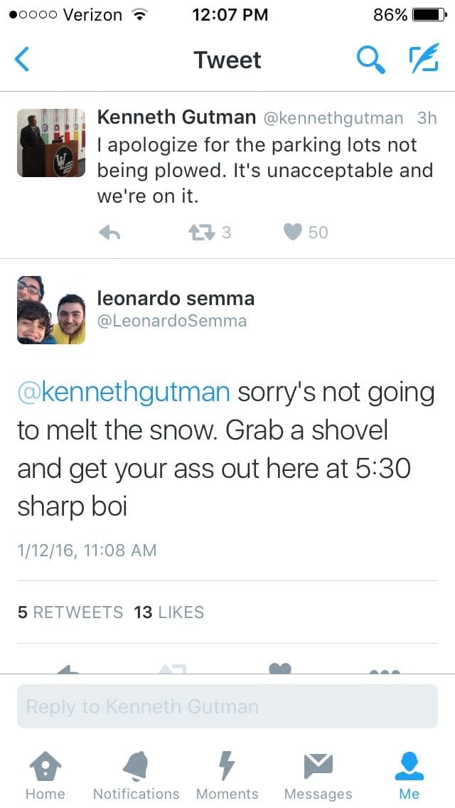 Semma tweeted at his superintendent