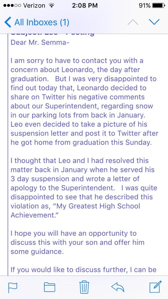 he school was outraged further and e-mailed Semma's parents about sharing the tweet — the day after Semma's graduation no less. However, Semma just ended up posting that letter right on Twitter for our further amusement.