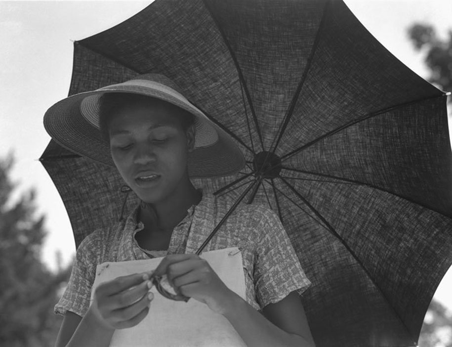 Young Woman with Umbrella  Louisiana, 1937