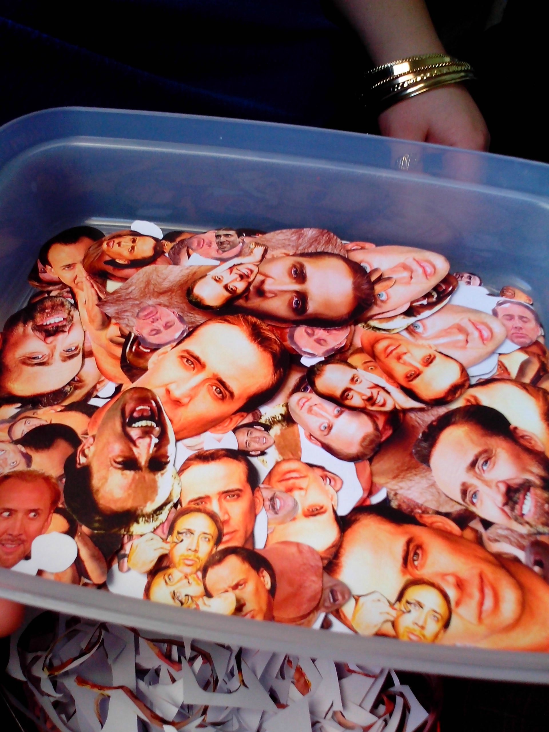 Finished cutting 1000 Nicolas Cage's stupid face