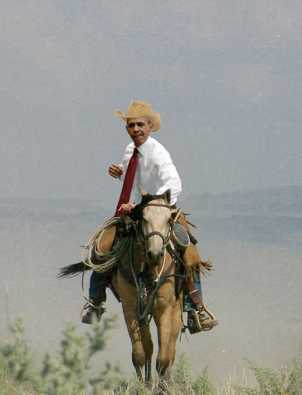 photoshop cowboy on horse front view