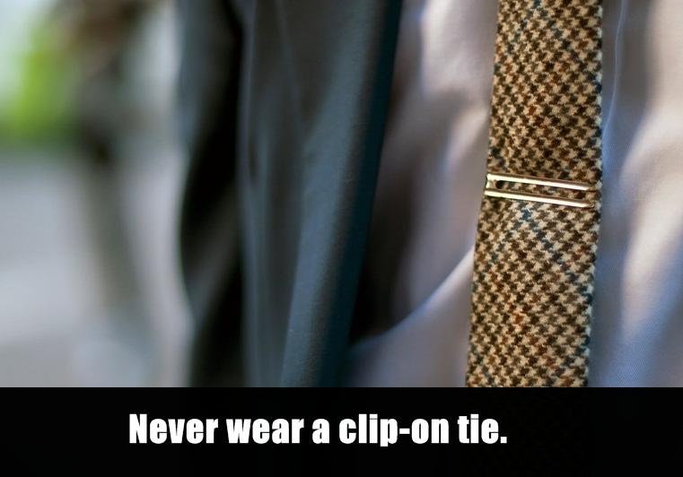 close up - Never wear a clipon tie.