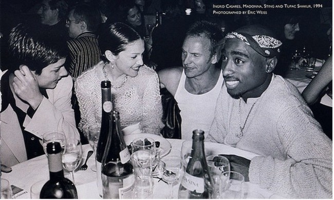 Madonna, Sting and Tupac Shakur sharing a table.