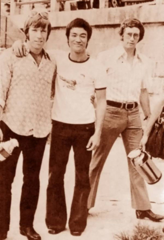 A young Chuck Norris and Bruce Lee.
