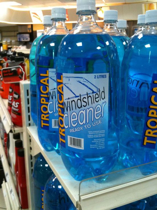 Keep delicious-looking windshield cleaner away from children.