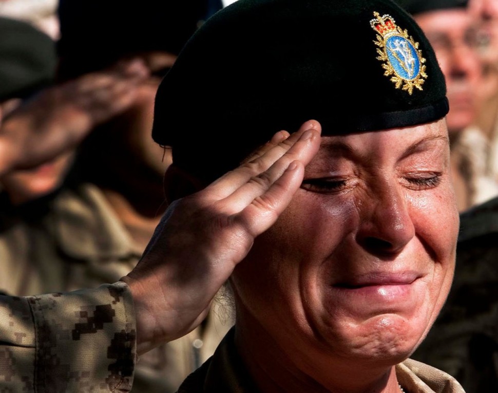 A Canadian soldier during the last ceremony after troops ended their combat mission.