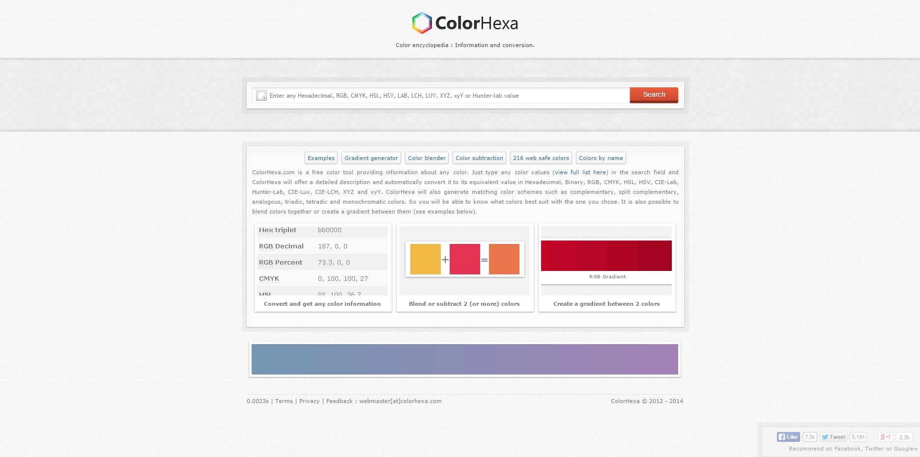 <a href="http://www.colorhexa.com/" target="_blank">colorhexa.com</a> - This website is your go-to resource for color codes. Find color palettes with color wheels and many other resources.