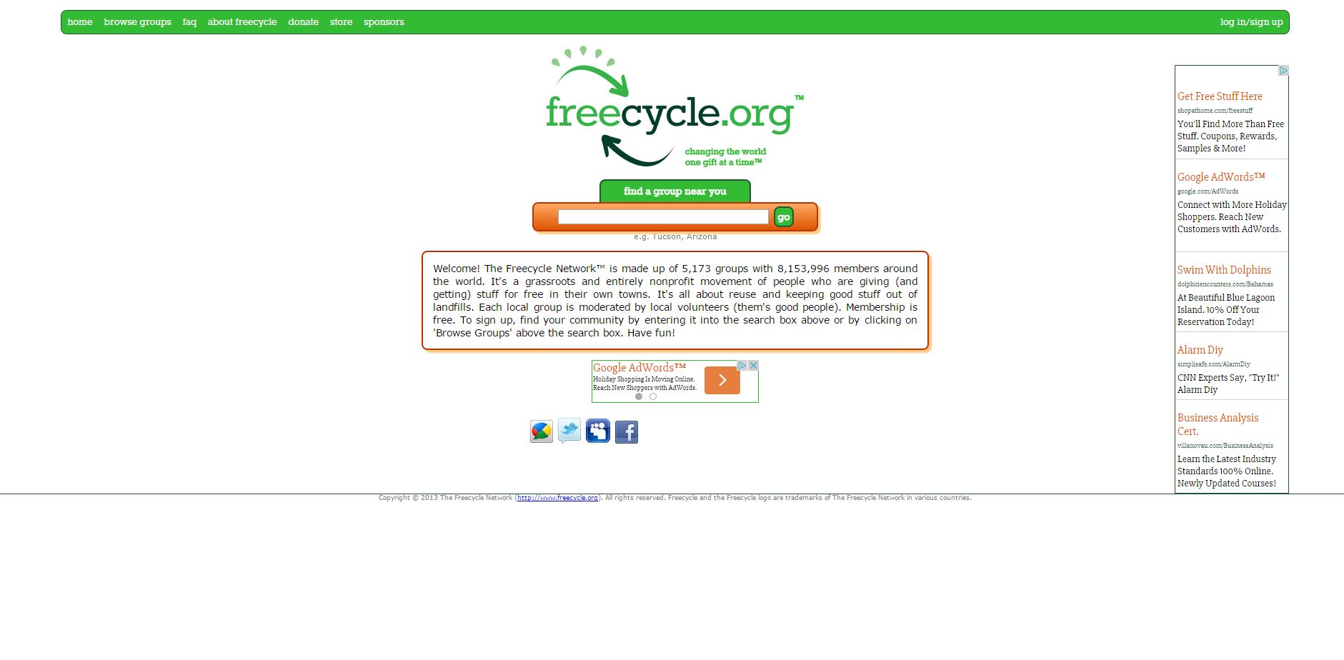 <a href="https://www.freecycle.org/" target="_blank">freecycle.org</a> - The Freecycle Network is made up of 5,173 groups with 8,153,996 members around the world who keep landfills less full by giving and getting each other's stuff for free. It's like Craigslist, only completely free. Browse through the groups to see if there is anything you could use or want.