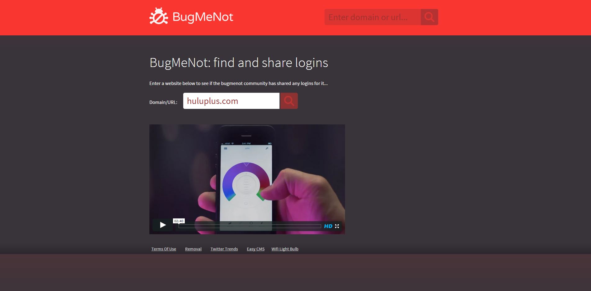 <a href="http://bugmenot.com/" target="_blank">bugmenot.com</a> - Instead of creating new logins to every website you visit, use BugMeNot's thousands of shared logins. Simply enter your url, and you are off.