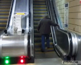 The damn escalator stopped working.