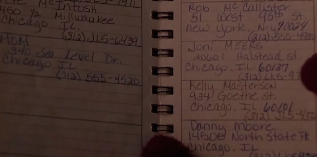 Since Kevin had his dad's bag, his parents could have turned on the Find My iPhone app and tracked his exact location instead of hoping he looked through this address book with a surprisingly small number of friends outside of Chicago.