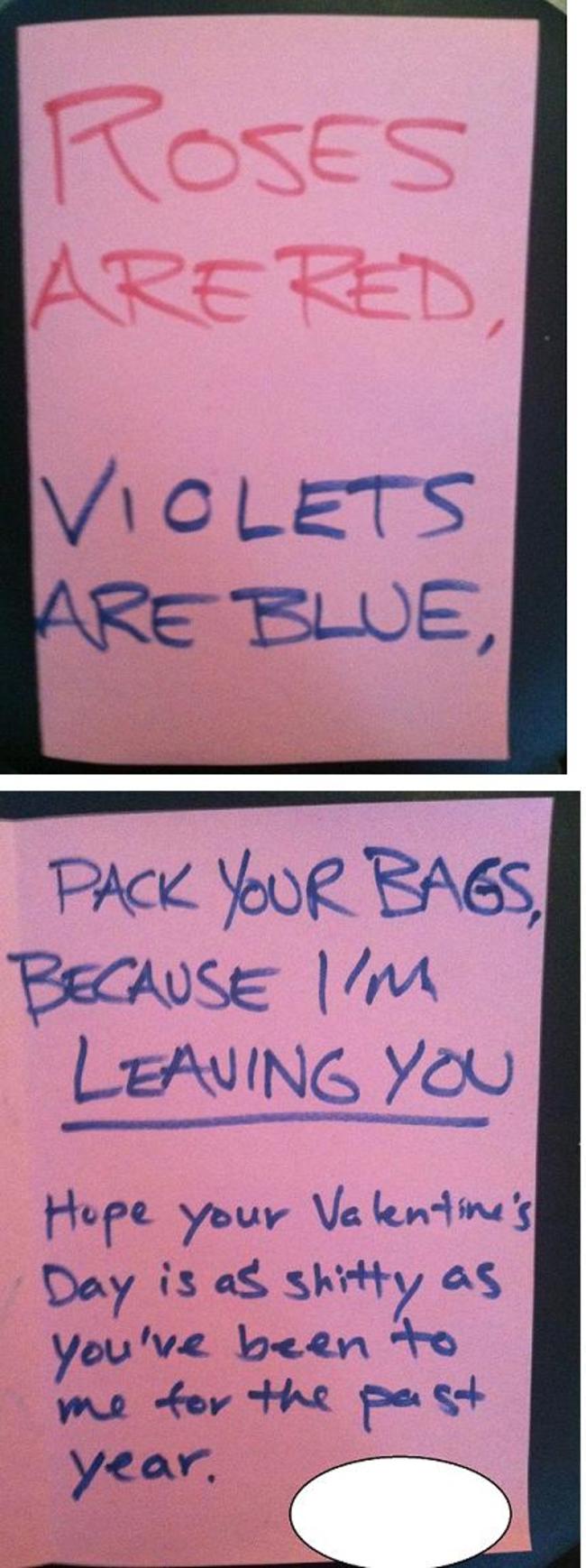 roses are red violets are blue break up - Roses Arered Violets Are Blue, Pack Your Bags, Because I'M Leaving You Hope your Valentine's Day is as shitty as you've been to me for the past year.