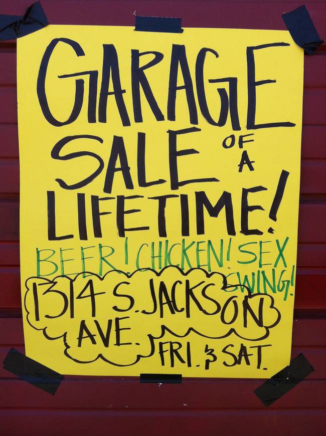poster - Garage Sale Lifetime! Bias. Jackson Befri Chicken! Sex Uave Jeri, Psat.