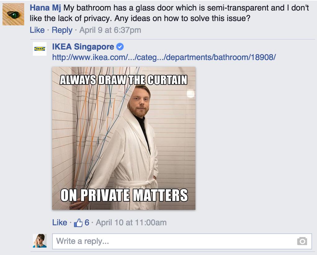 ikea pun silly questions for facebook - Hana Mj My bathroom has a glass door which is semitransparent and I don't the lack of privacy. Any ideas on how to solve this issue? April 9 at pm Ikea Singapore Huilul Always Draw The Curtain On Private Matters 66.