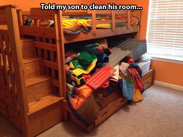 Cleaning their rooms