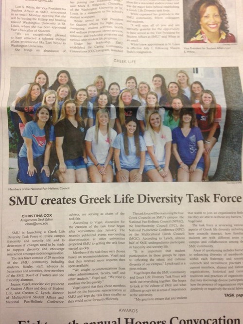 newspaper - Luis Washion Un Cree Life Members of the National Pan Cock Smu creates Greek Life Diversity Task Force Smu Christina Cox Assement Desk Editor domu.edu According to Valdis for Ne Smu nching a Greek her recent this may The National Dairy Task Fo