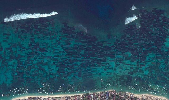 Seaweed Farms Nusa Lembongan, Indonesia. Seaweed farms on Nusa Lembongan – a small island located southeast of Bali, Indonesia – have an average harvest of 50,000 pounds per month.