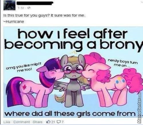 cringe brony meme - 1 hr. Is this true for you guys? It sure was for me. Hurricane how i feel after becoming a brony nerdy boys turn me on.. omg you mip!? me tool MemeCenter.com where did all these girls come from Comment 6217