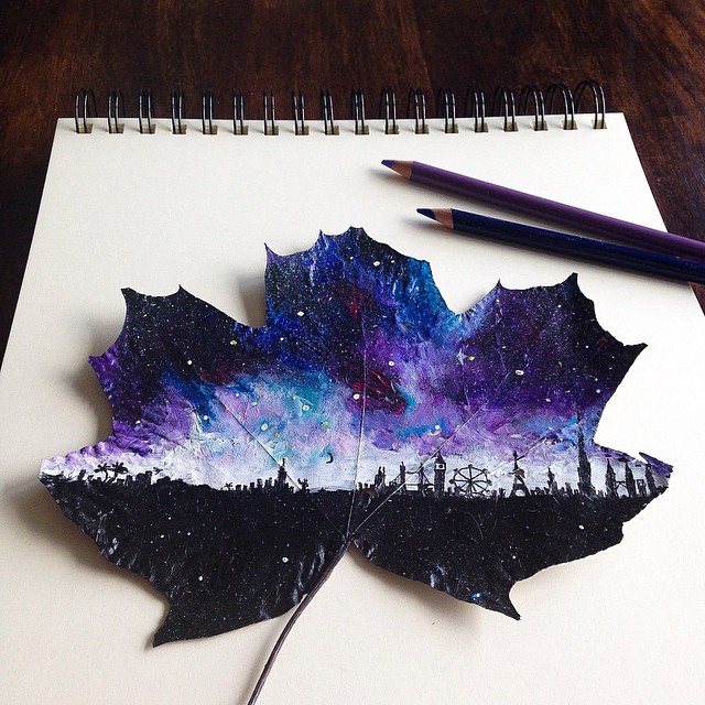 Beautiful Pencil Drawings on Fallen Leaves