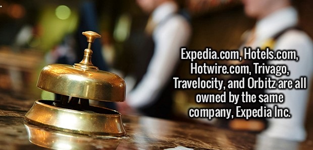 Hotel - Expedia.com, Hotels.com Hotwire.com, Trivago, Travelocity, and Orbitz are all owned by the same company, Expedia Inc.