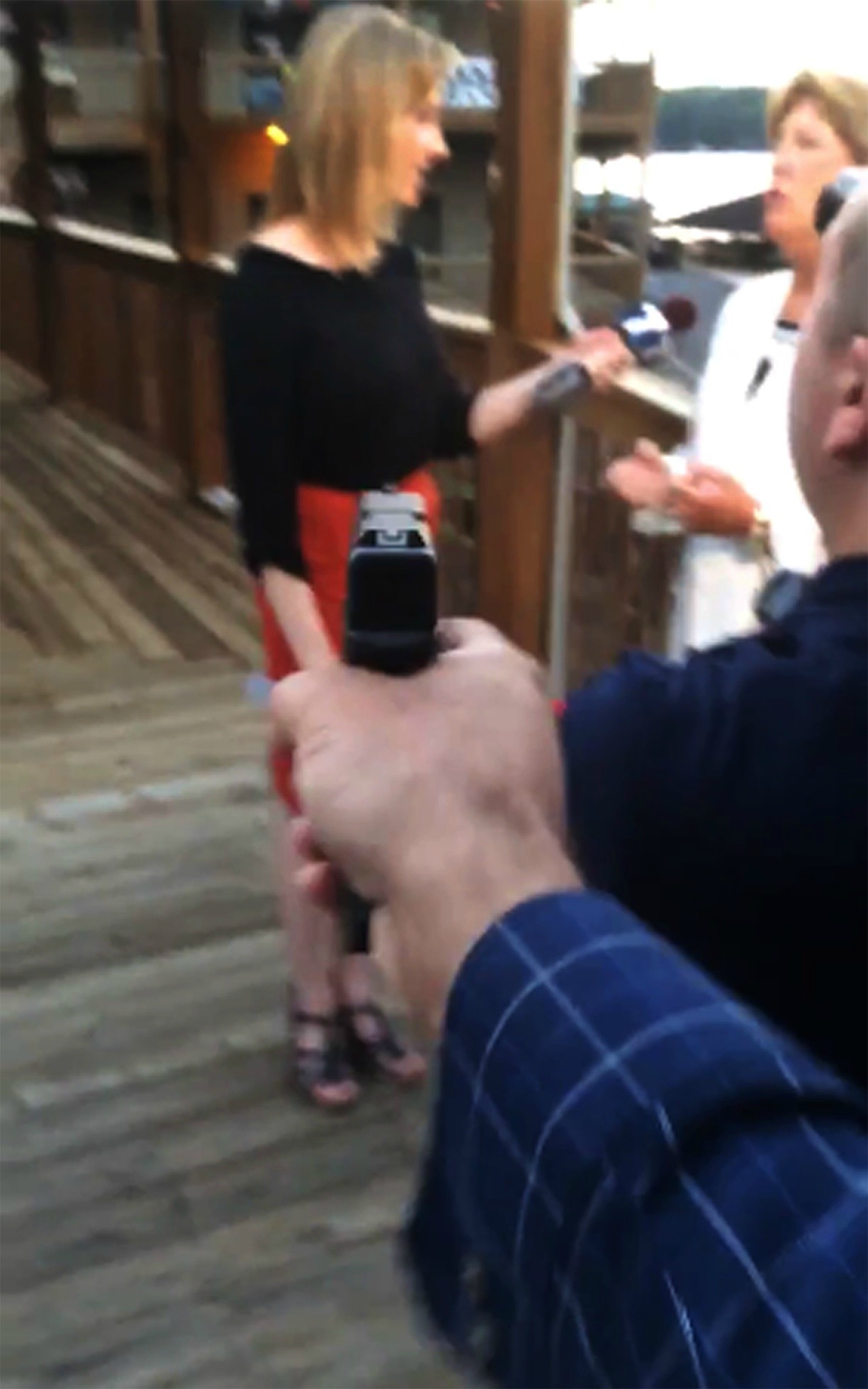 Lethal aim: a still from the video posted on Bryce Williams’s Twitter account of the moment he shot Alison Parker as she conducts a live on-air interview with Vicki Gardner.