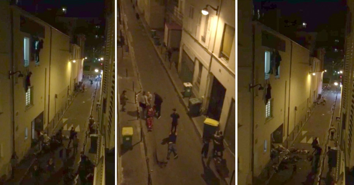 Fleeing from terror: three images taken from a smartphone video by Le Monde journalist Daniel Psenny shows spectators escaping the Bataclan.