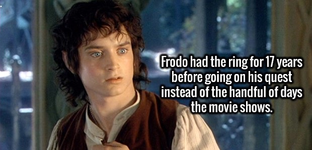 photo caption - Frodo had the ring for 17 years before going on his quest instead of the handful of days the movie shows.