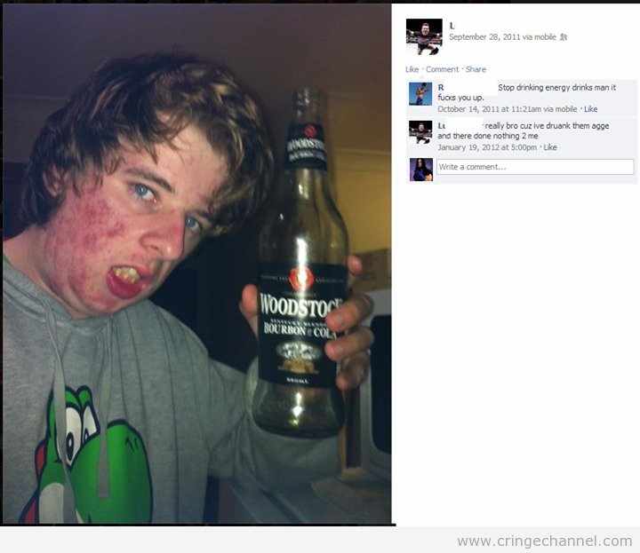 cringe worthy - vse moble Lke Comment Stop drinking energy drinks man it fucks you up. at va moble Le really bro cuzive drunk them agge and there done nothing 2 me at pmuke Weite a comment Woodstoc Boursen Cola