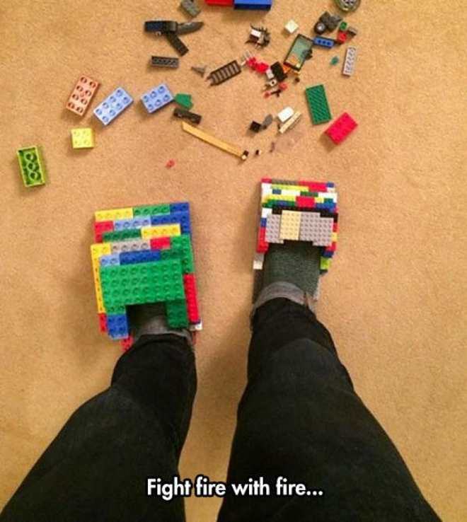 shoes made out of legos - Fight fire with fire...