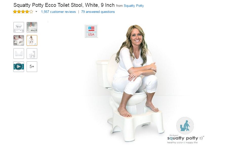 amazon reviews - squatty potty - Squatty Potty Ecco Toilet Stool, White, 9 Inch from Squatty Potty 1,567 customer reviews | 79 answered questions Usa 5 squatty potty " health calon happy life