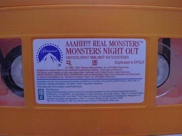 nostalgic memes - label - Aaahh!!! Real Monsters Monsters Night Out 1997Color57 MinNot RatedStereo a Do Duplicated in EpSlp 1966, common For the National Care The contenen como o Noeloe Maar Wordters. Loly pronomy Paramount Pictures Corporation We 1F8low 
