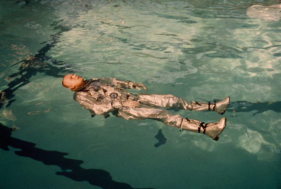 neil armstrong floating in pool