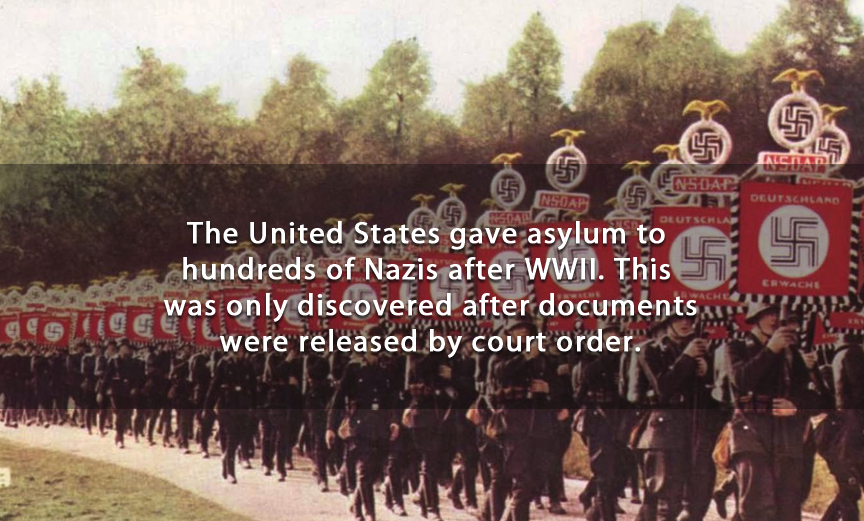 nazi color - Ensa Deutsl Prae5 The United States gave asylum to hundreds of Nazis after Wwii. This was only discovered after documents were released by court order. Le