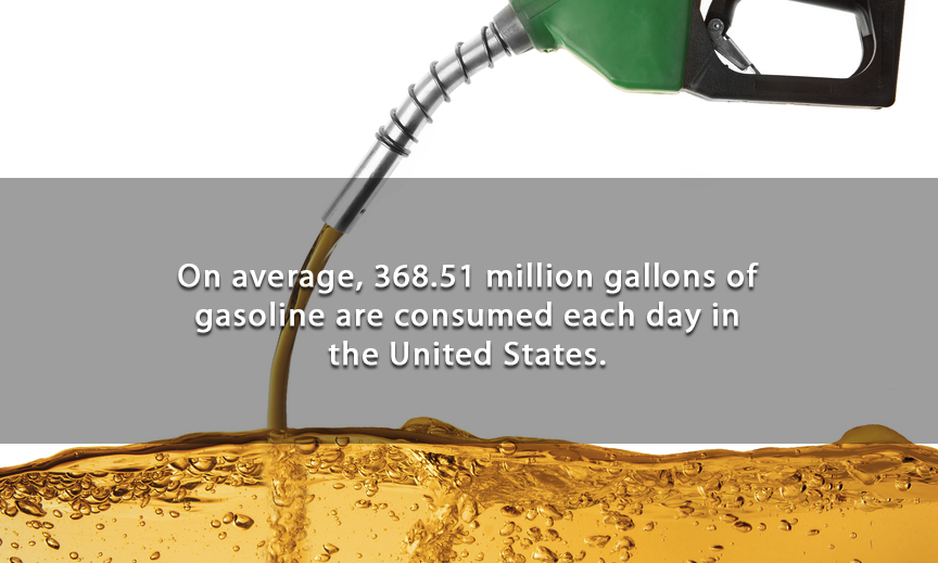 On average, 368.51 million gallons of gasoline are consumed each day in the United States.