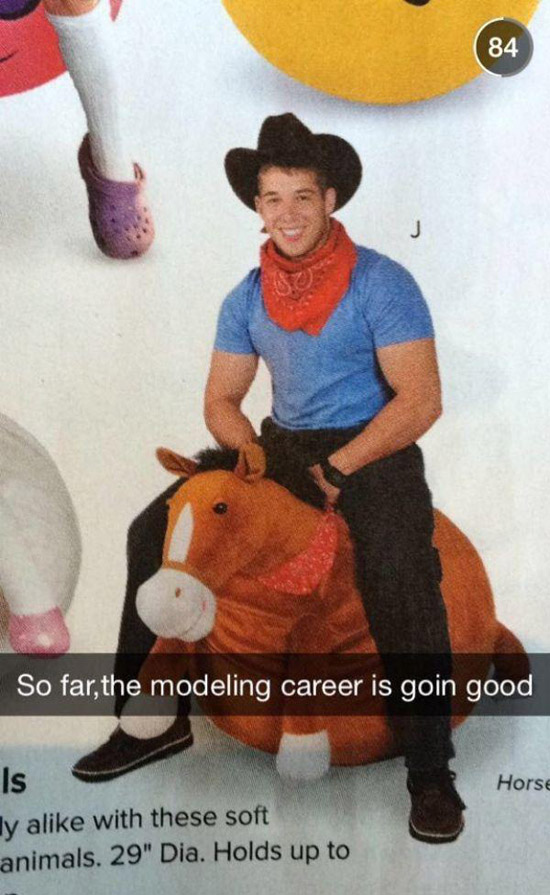 funny snapchat funniest snapchats - 84 So far, the modeling career is goin good Horse ly a with these soft animals. 29" Dia. Holds up to