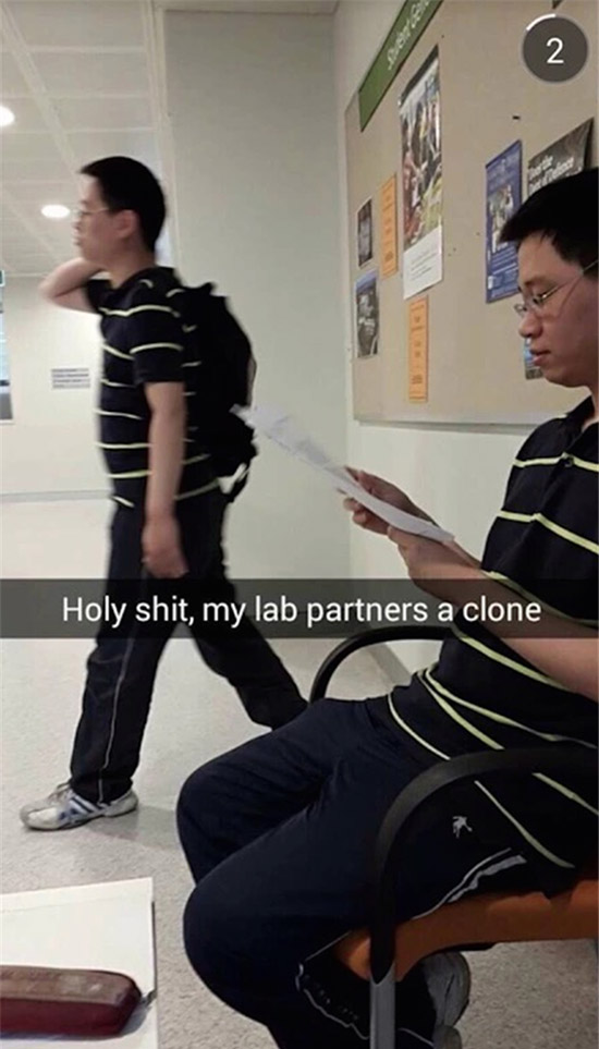funny snapchat funny asian snapchats - Holy shit, my lab partners a clone