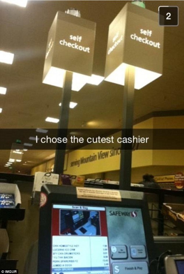 funny snapchat funny things to post on snapchat - 2 seh self Checkout checkout I chose the cutest cashier View Safeways Imgur