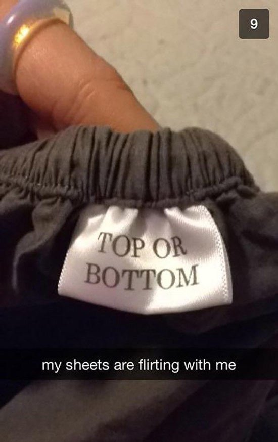 funny snapchat funny and creative snapchats - Top Or Bottom my sheets are flirting with me