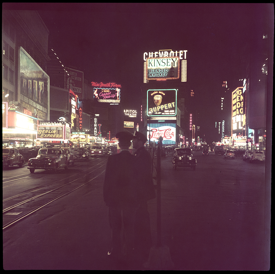 1948 Times Square NYC in color. Found at a flea market