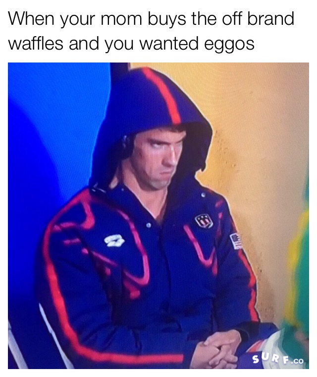 phelps face memes - When your mom buys the off brand waffles and you wanted eggos Sure.Co